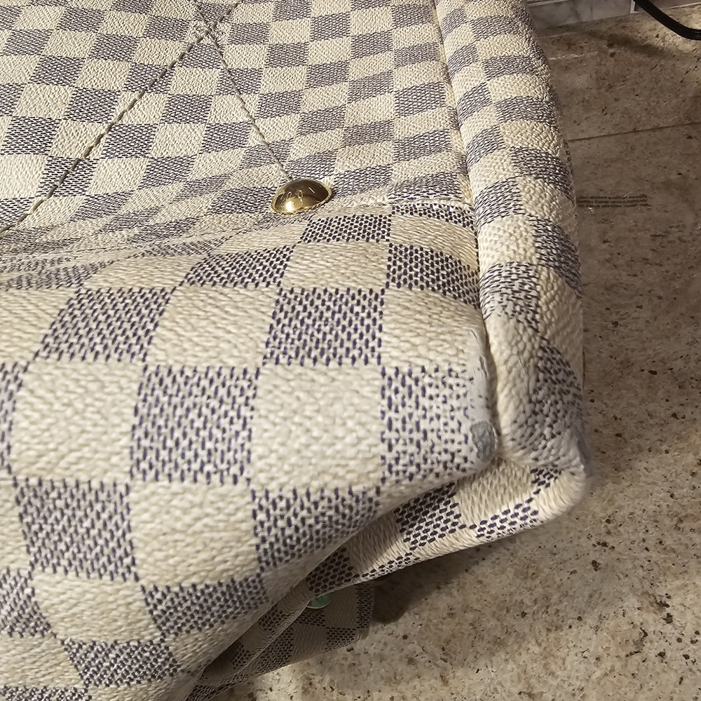 Louis Vuitton Damier Azur Canvas Tote with Tan Leather Handles - Picture 14 of 16